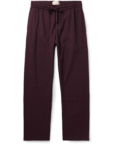 SMR Days Malibu Straight-leg Embroidered Cotton Drawstring Pants - Purple