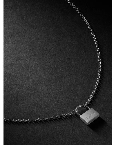 Maria Tash Large Padlock 14-karat White Gold Necklace - Black