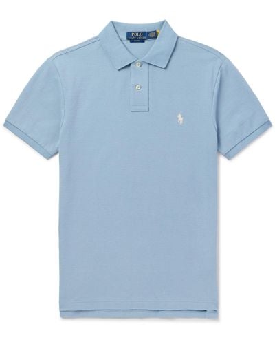 Polo Ralph Lauren Logo-embroidered Cotton-piqué Polo Shirt - Blue