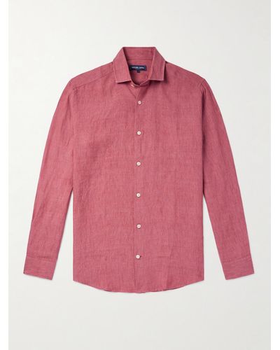 Frescobol Carioca Antonio Cutaway-collar Linen Shirt - Pink
