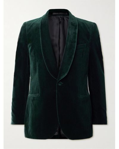 MR P. Cotton-blend Velvet Tuxedo Jacket - Green