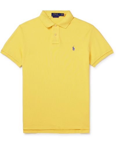 Polo Ralph Lauren Slim-fit Logo-embroidered Cotton-piqué Polo Shirt - Yellow