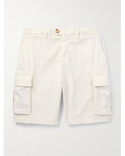 Brunello Cucinelli Straight-leg Cotton-blend Twill Cargo Shorts - Natural