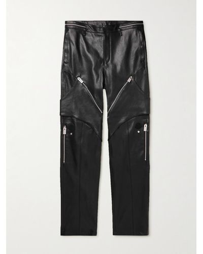 Moncler Genius Alyx Straight-Leg Panelled Zip-Embellished Leather Trousers - Schwarz