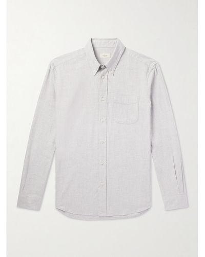 Altea Ivy Hemd aus Baumwollflanell mit Button-Down-Kragen und Hahnentrittmuster - Weiß