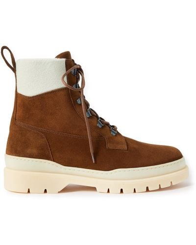 Loro Piana Gravel Shearling-lined Suede Hiking Boots - Brown