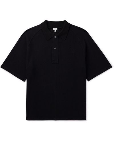 Loewe Logo-embroiderd Cotton-piqué Polo Shirt - Black