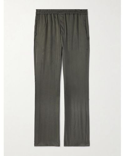 Saint Laurent Pantaloni a gamba dritta in twill di raso - Verde