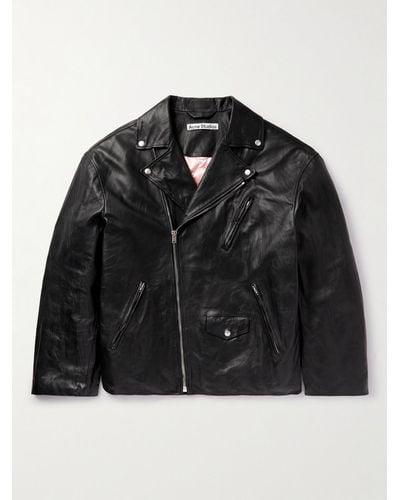 Acne Studios Distressed Leather Jacket - Black