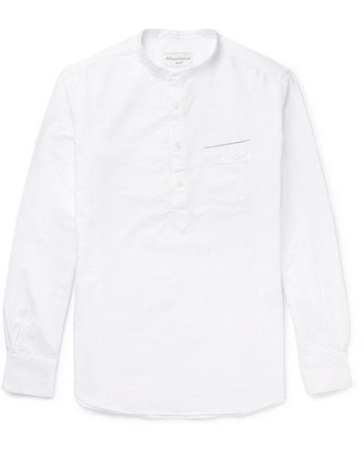 Officine Generale Auguste Grandad-collar Cotton Oxford Shirt - White