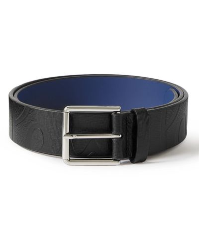 Paul Smith 3.5cm Logo-embossed Cross-grain Leather Belt - Blue