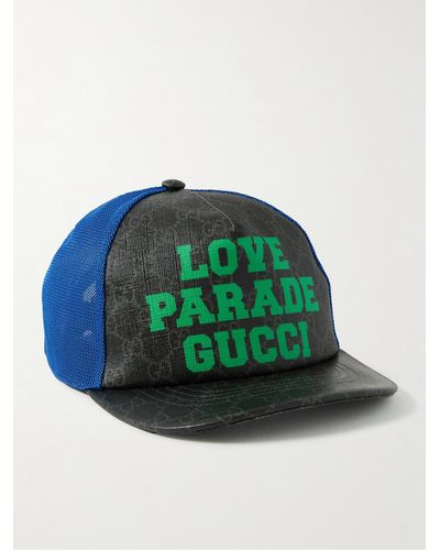 Gucci Logo-print Monogrammed Coated-canvas And Mesh Baseball Cap - Green