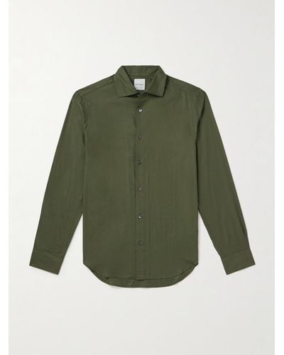 Paul Smith Camicia slim-fit in twill di cotone - Verde