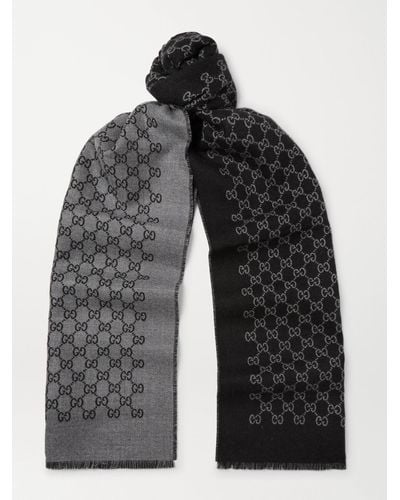 Gucci Reversible Logo-print Wool Scarf - Grey