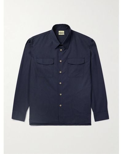 De Bonne Facture Hemdjacke aus Wolle - Blau