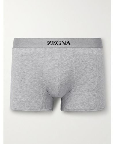 Zegna Stretch-cotton Boxer Briefs - Grey