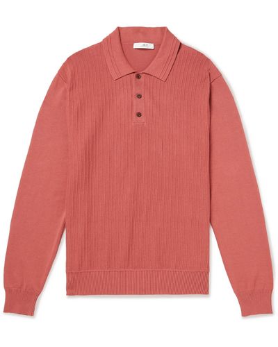 MR P. Ribbed Cotton-jersey Polo Shirt - Pink
