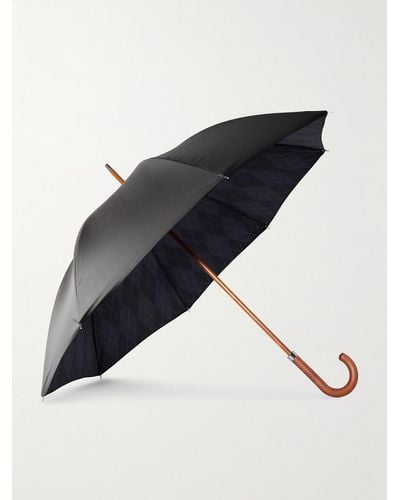 Kingsman London Undercover Argylle Regenschirm mit Griff aus Holz - Schwarz