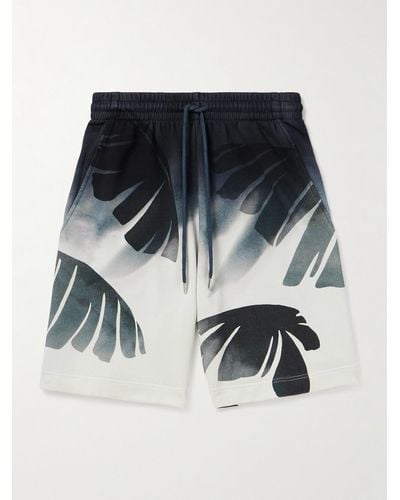 Dries Van Noten Straight-leg Printed Cotton-jersey Drawsting Shorts - Blue