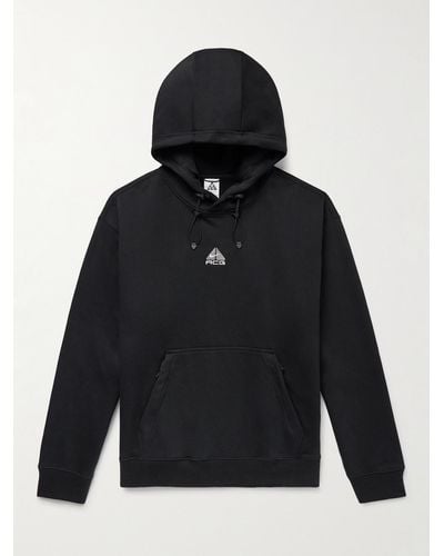 Nike Acg Tuff Logo-embroidered Cotton-blend Jersey Hoodie - Black