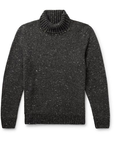 Inis Meáin Donegal Merino Wool And Cashmere-blend Rollneck Sweater - Gray