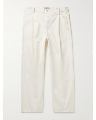 Barena Tartan Straight-leg Pleated Cotton-blend Gabardine Trousers - White