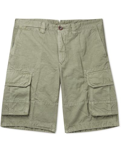 Incotex Cotton And Linen-blend Cargo Shorts - Green