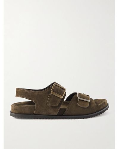 MR P. David Buckled Regenerated Suede By Evolo® Sandals - Brown