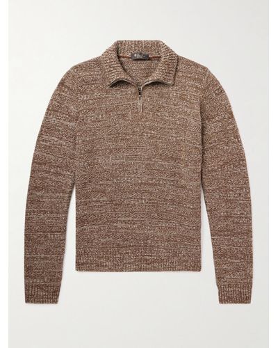Loro Piana Fancy Cashmere Half-zip Sweater - Brown