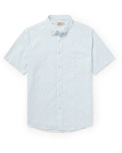 Faherty Breeze Button-down Collar Printed Hemp-blend Shirt - Blue