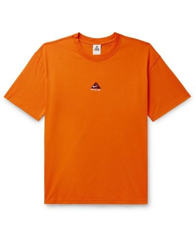 Nike Acg Logo-embroidered Jersey T-shirt - Orange