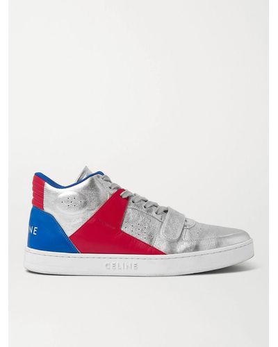 CELINE HOMME Ct-02 Leather High-top Trainers - Metallic