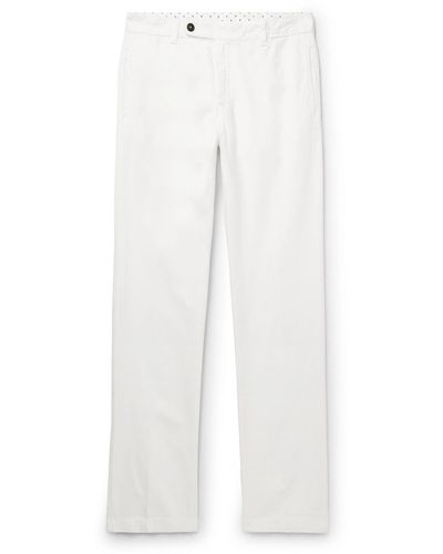 Massimo Alba Winch2 Slim-fit Cotton And Linen-blend Pants - White