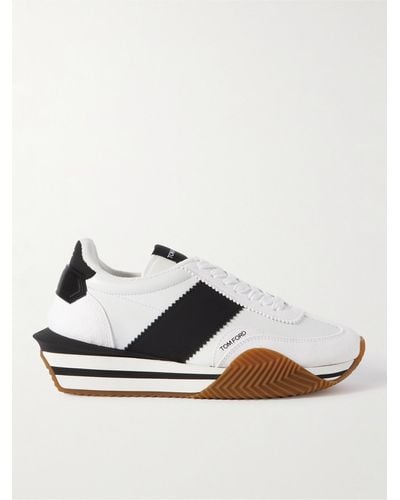 Tom Ford James Rubber-trimmed Leather And Suede Trainers - White
