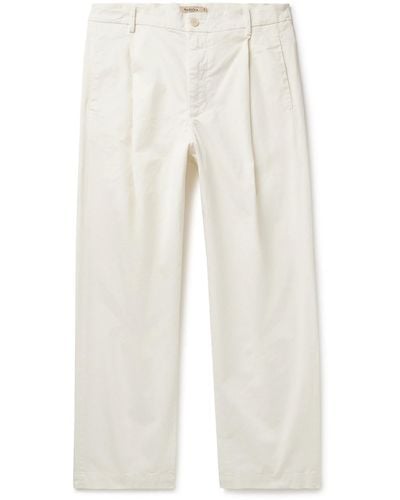 Barena Tartan Straight-leg Pleated Cotton-blend Gabardine Pants - White