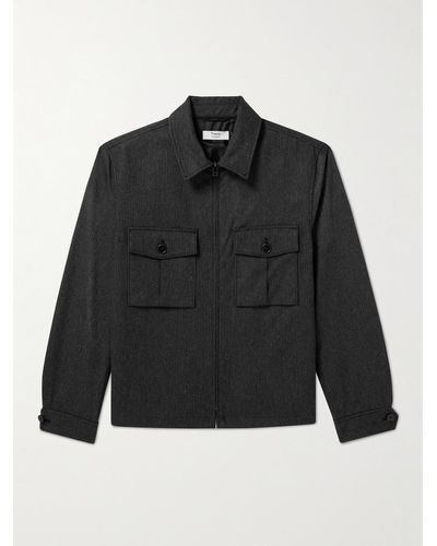 Theory Lucas Ossendrijver Pinstriped Flannel Jacket - Black