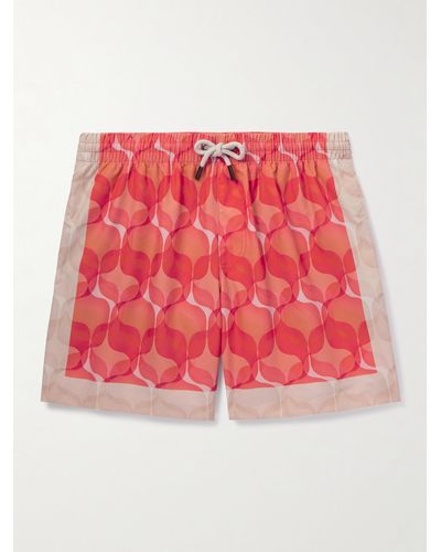 Dries Van Noten Straight-leg Mid-length Printed Swim Shorts - Red