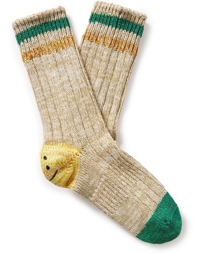 Kapital Intarsia Cotton And Hemp-blend Socks - Metallic