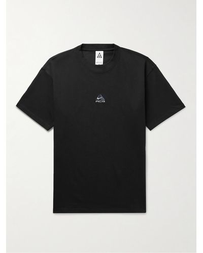 Nike Acg Logo-embroidered Jersey T-shirt - Black