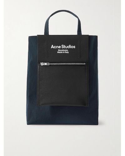 Acne Studios Baker Out Tote aus Leder und Nylon mit Logoprint - Schwarz