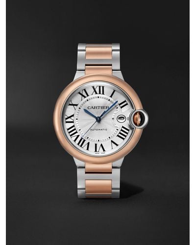 Cartier Ballon Bleu De Automatic 42mm 18-karat Rose Gold And Stainless Steel Watch - Black