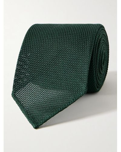 Drake's 8cm Silk-grenadine Tie - Green