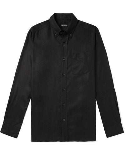 Tom Ford Button-down Collar Lyocell-poplin Shirt - Black