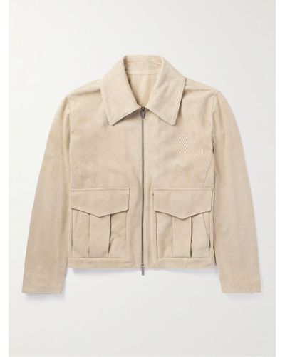 STÒFFA Perforated Suede Flight Jacket - Natural