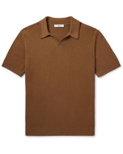 MR P. Knitted Organic Cotton Polo Shirt - Brown
