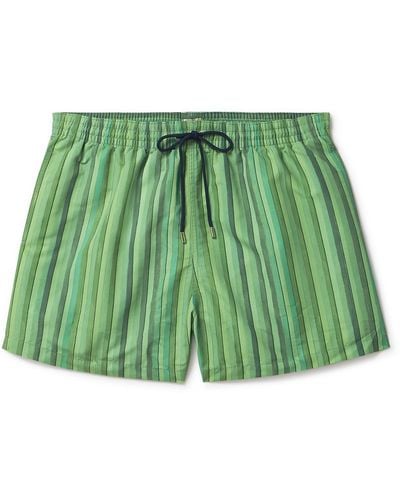 Paul Smith Straight-leg Mid-length Striped Recycled Swim Shorts - Green