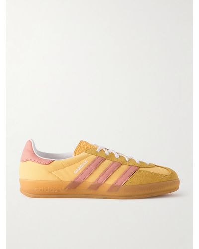adidas Originals Gazelle Indoor Leather And Suede-trimmed Shell Trainers - Yellow
