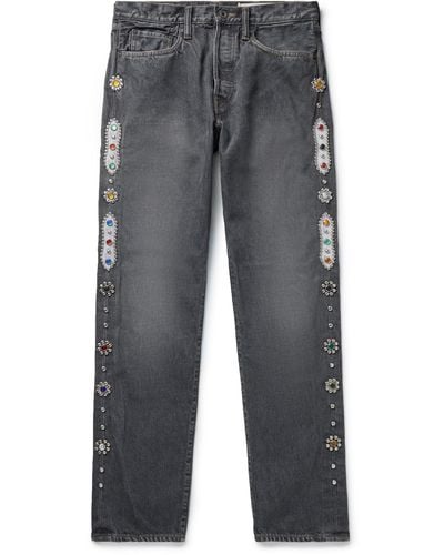 Kapital Straight-leg Embellished Jeans - Gray