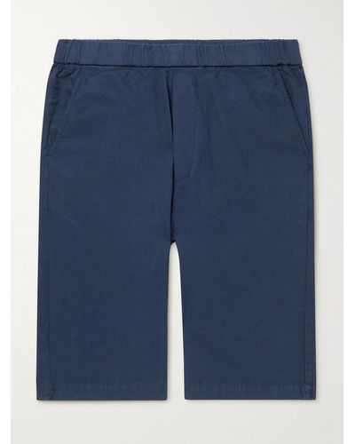 Barena Agro Maestra Straight-leg Stretch Cotton And Linen-blend Shorts - Blue