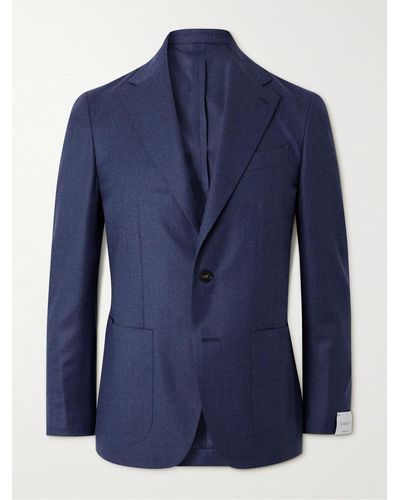 Caruso Slim-fit Wool-flannel Suit Jacket - Blue